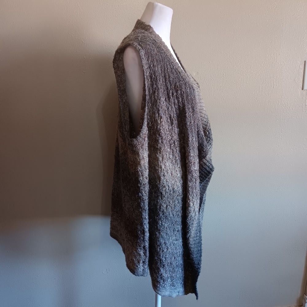 Boho Fall Neutral Casual Poncho Cardigan Wrap Sweater Knit Layers Cato XL Office - Picture 3 of 9